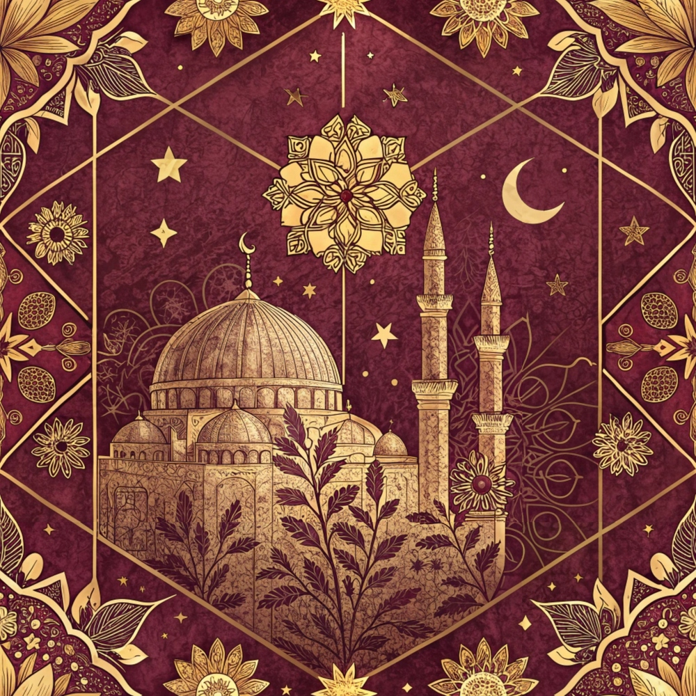 Islamic Red Pattern 5 Minky Fabric