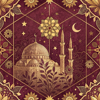 Islamic Red Pattern 5 Minky Fabric