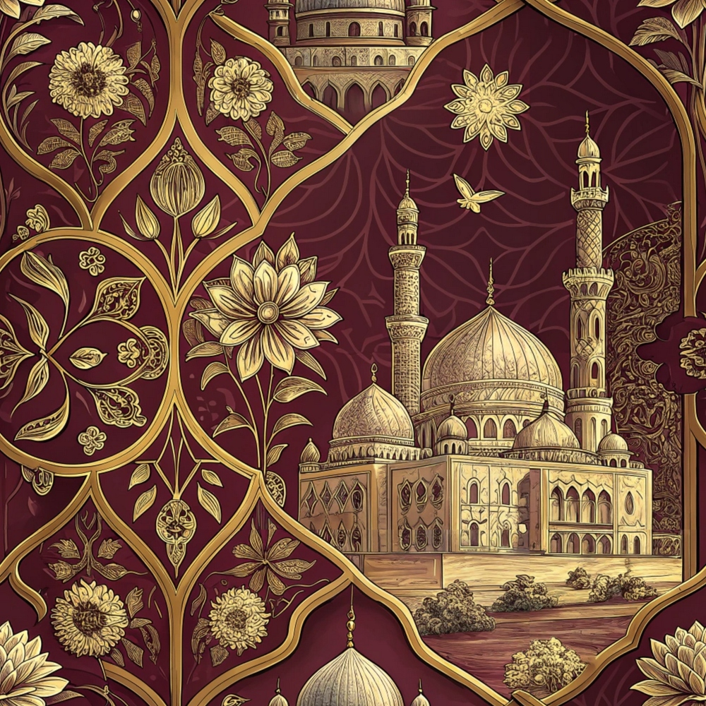 Islamic Red Pattern 6 Minky Fabric