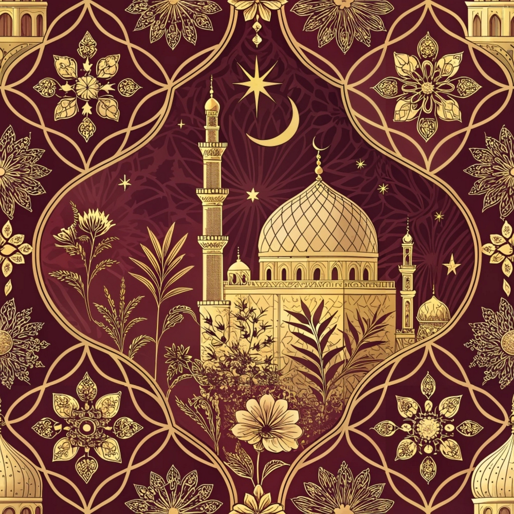 Islamic Red Pattern 7 Minky Fabric