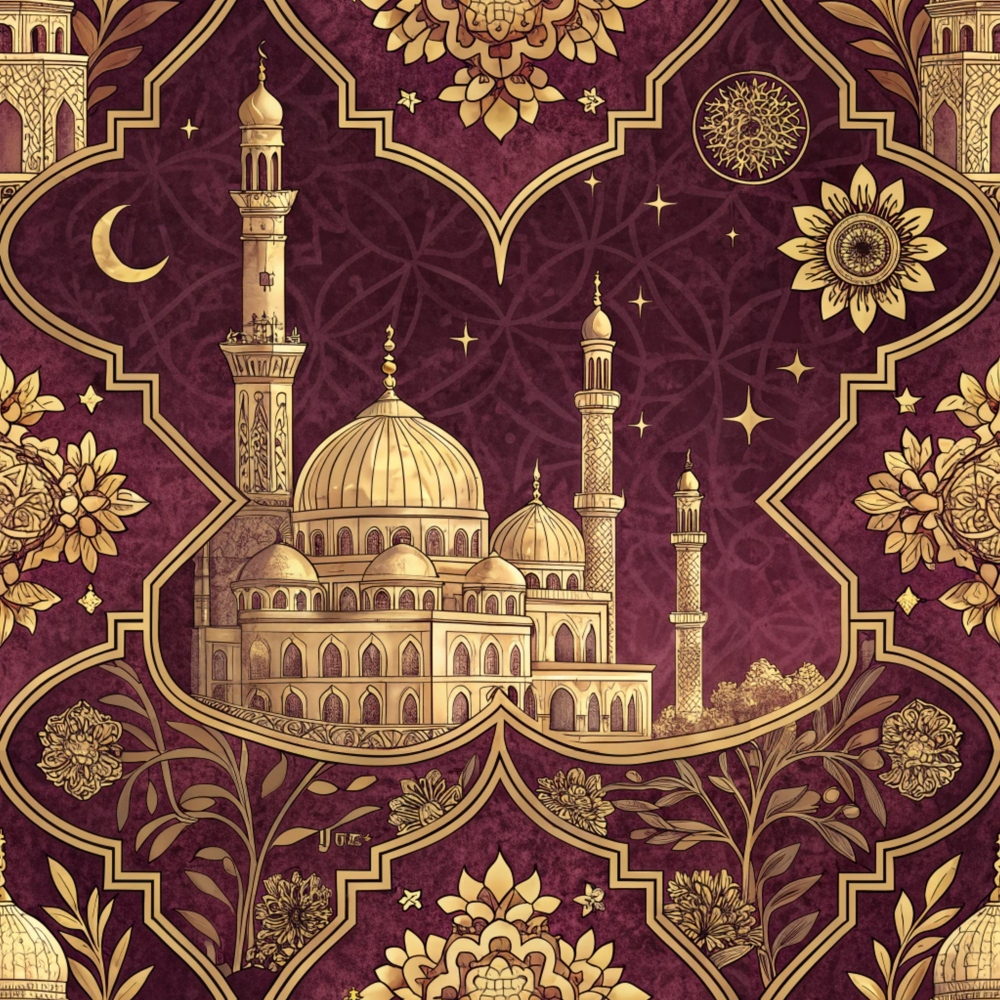 Islamic Red Pattern 8 Minky Fabric