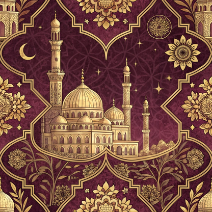 Islamic Red Pattern 8 Minky Fabric