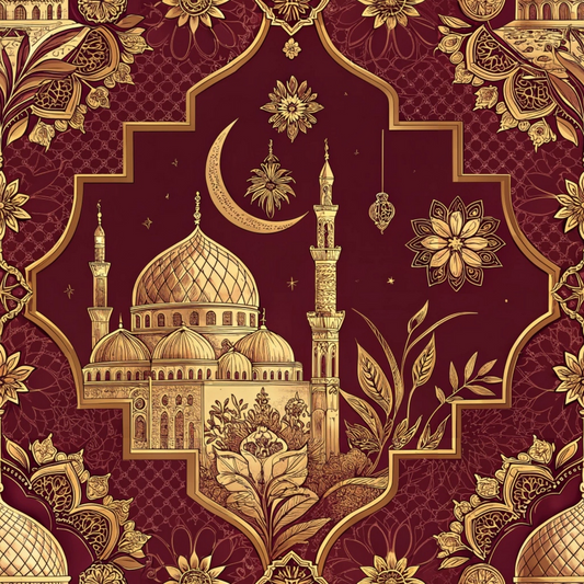 Islamic Red Pattern 9 Quilting Cotton Fabric