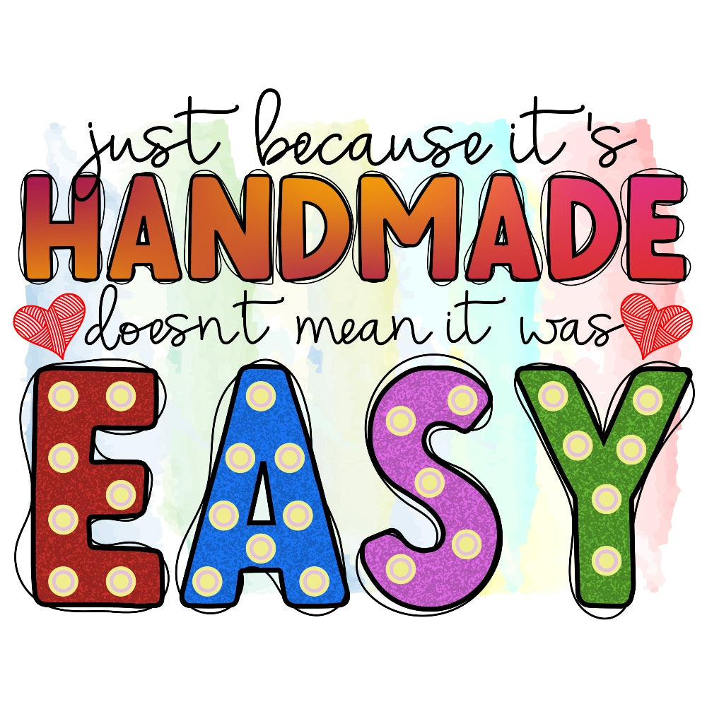 It's Handmade Fabric Panel featuring colorful "Handmade Easy" text design printed on premium quilting cotton.