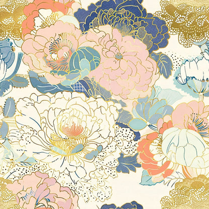 Gilded Peonies Pattern 10 Minky Fabric