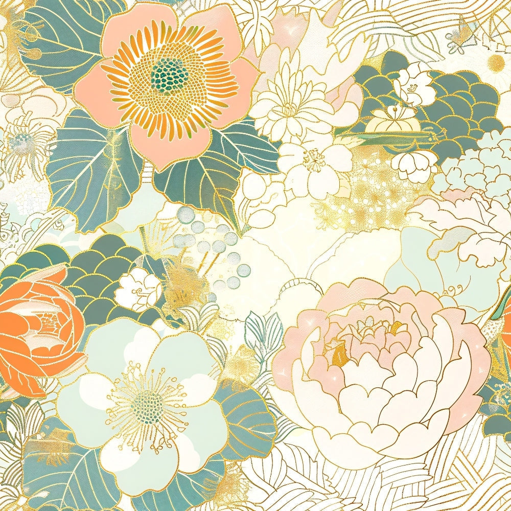 Gilded Peonies Pattern 11 Minky Fabric