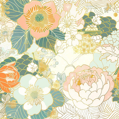 Gilded Peonies Pattern 11 Minky Fabric