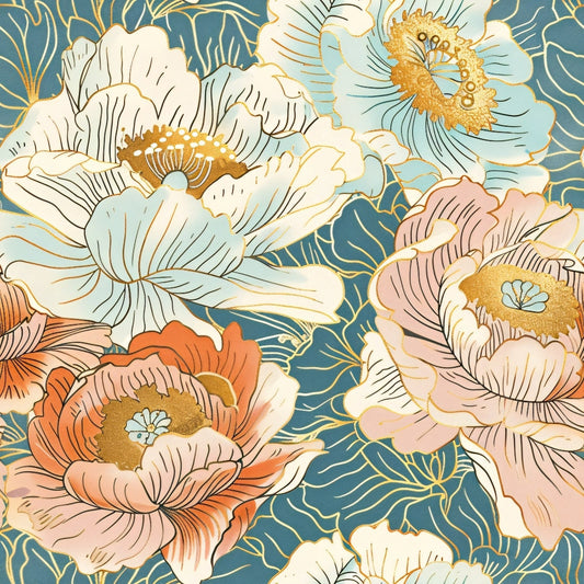 Japanese Blossoms Pattern 12 Quilting Cotton Fabric