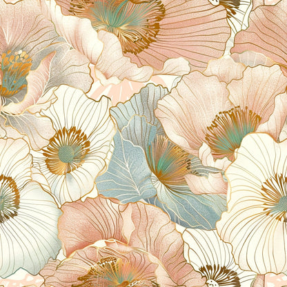 Gilded Peonies Pattern 14 Minky Fabric