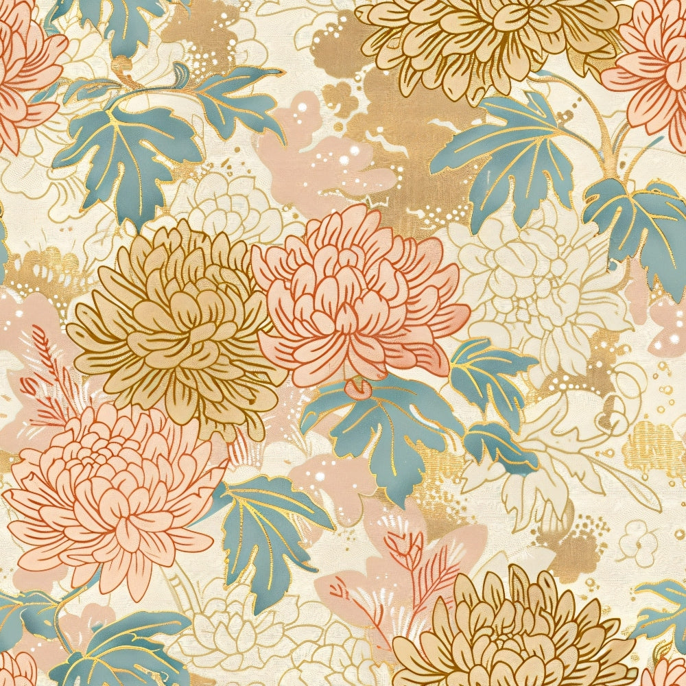 Gilded Peonies Pattern 15 Minky Fabric