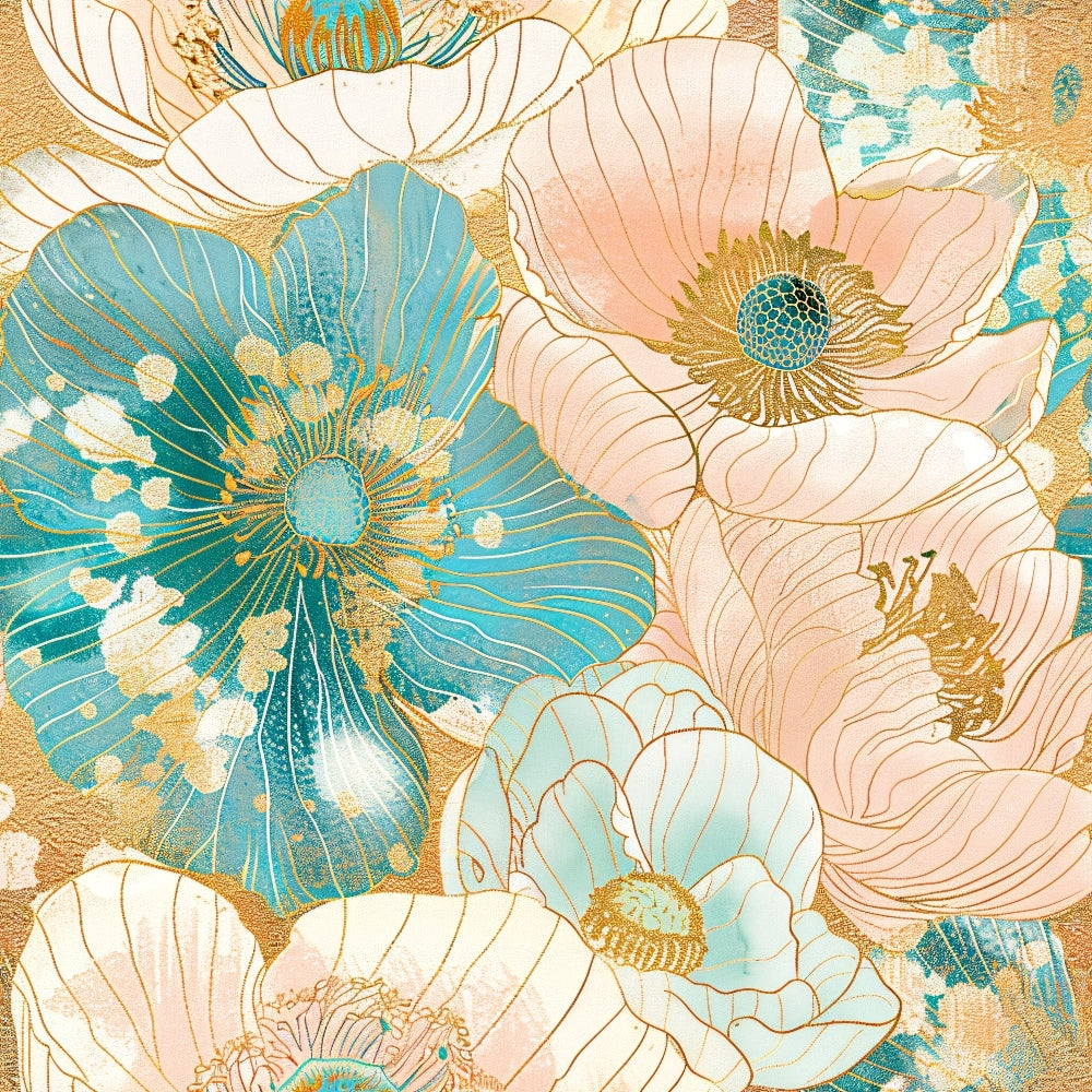 Gilded Peonies Pattern 16 Minky Fabric