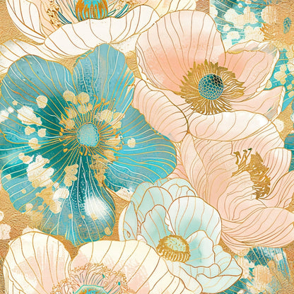 Gilded Peonies Pattern 16 Minky Fabric