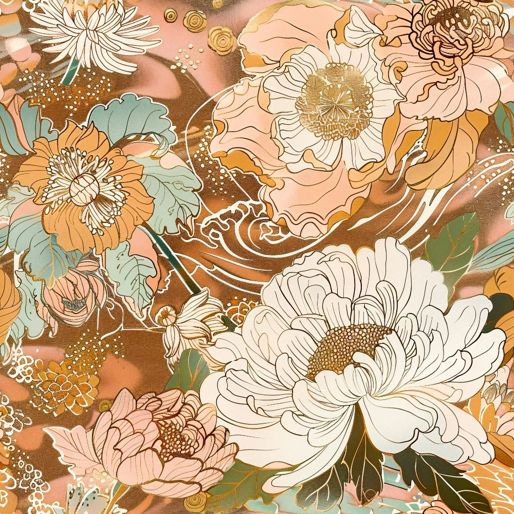 Gilded Peonies Pattern 17 Minky Fabric