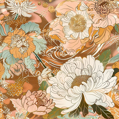 Gilded Peonies Pattern 17 Minky Fabric