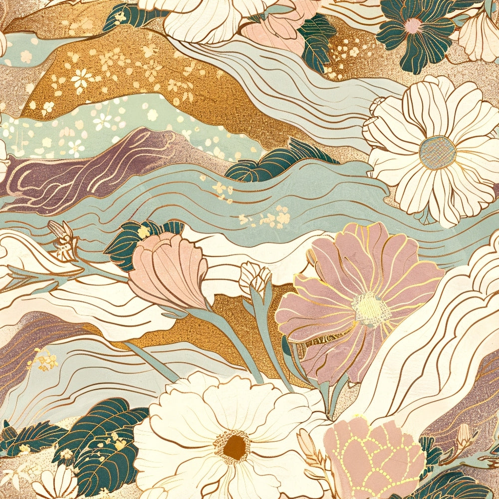 Gilded Peonies Pattern 18 Minky Fabric