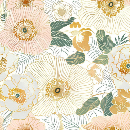 Gilded Peonies Pattern 1 Minky Fabric