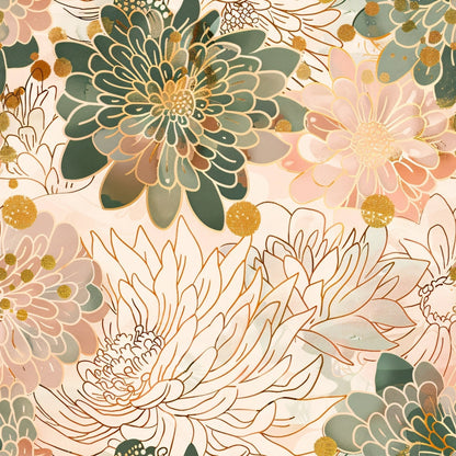 Gilded Peonies Pattern 4 Minky Fabric