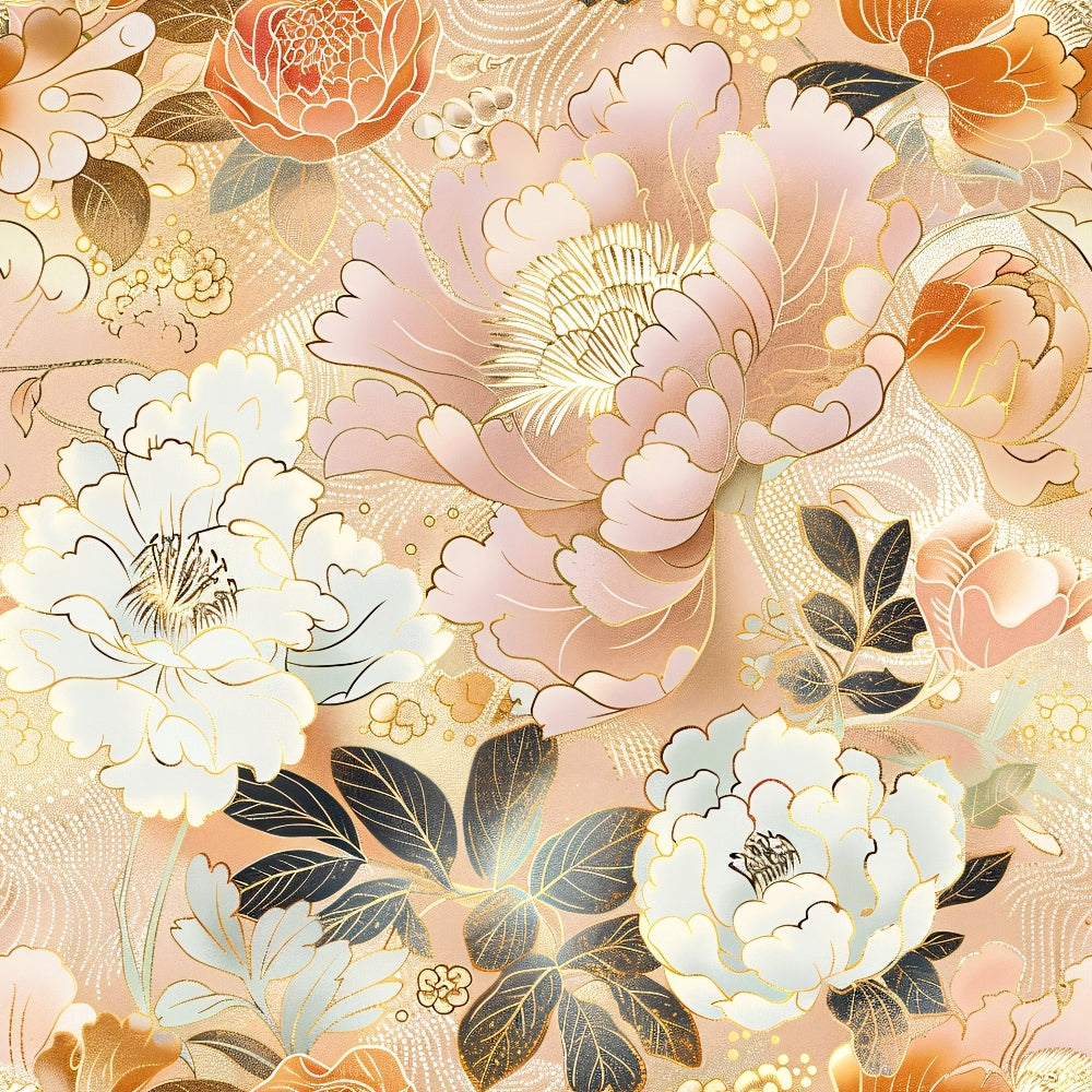 Gilded Peonies Pattern 5 Minky Fabric