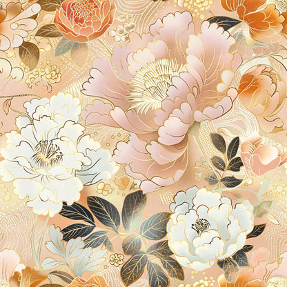 Gilded Peonies Pattern 5 Minky Fabric