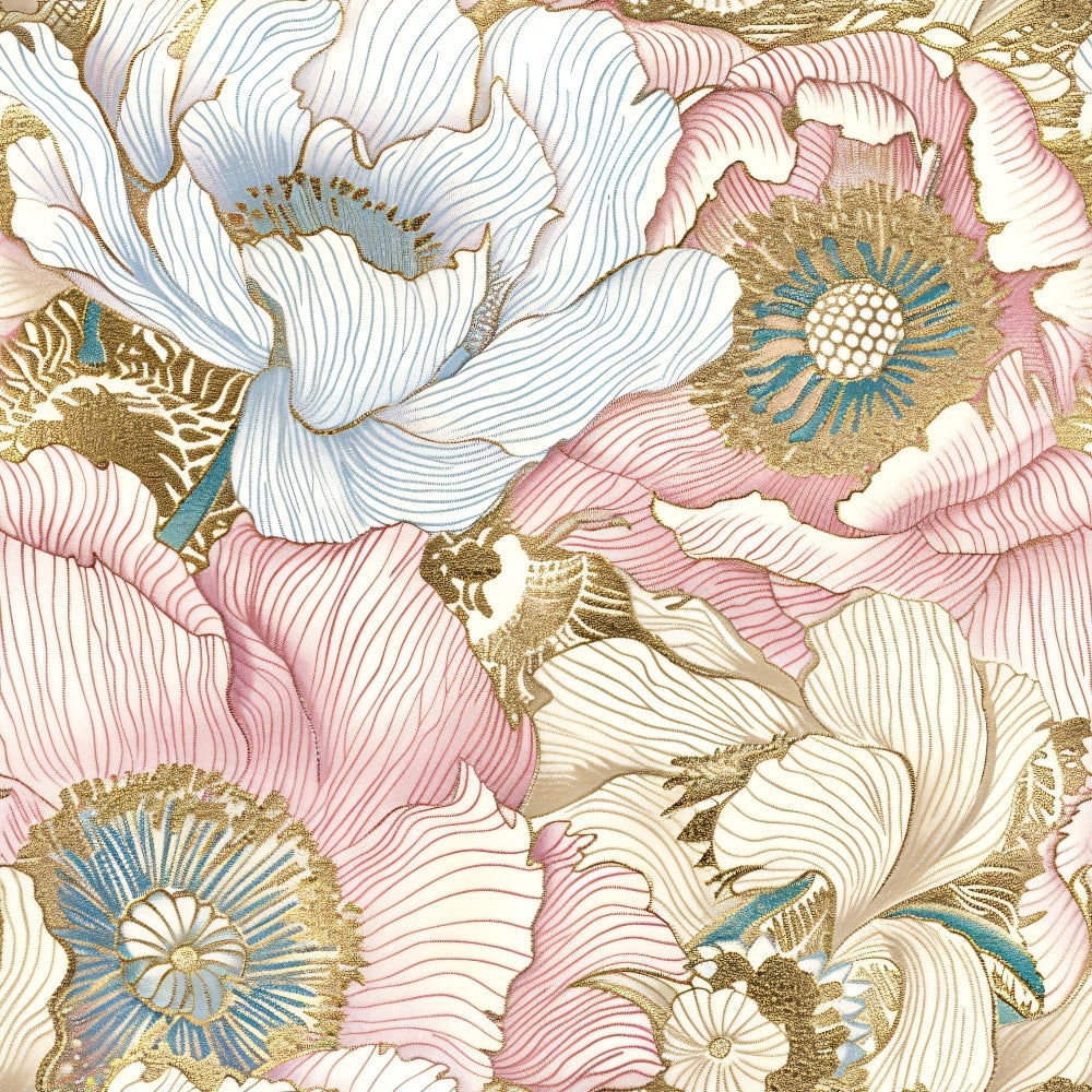 Gilded Peonies Pattern 6 Minky Fabric