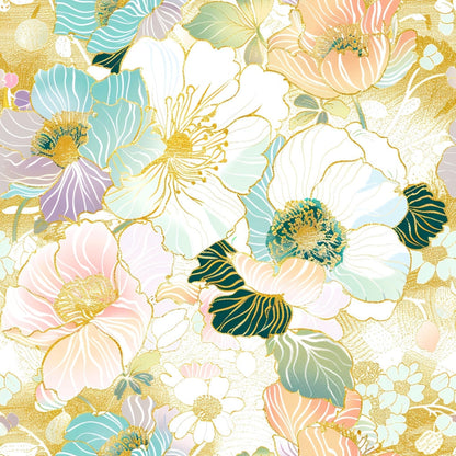 Gilded Peonies Pattern 7 Minky Fabric
