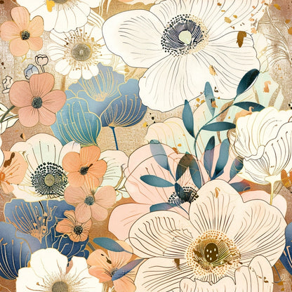Gilded Peonies Pattern 8 Minky Fabric