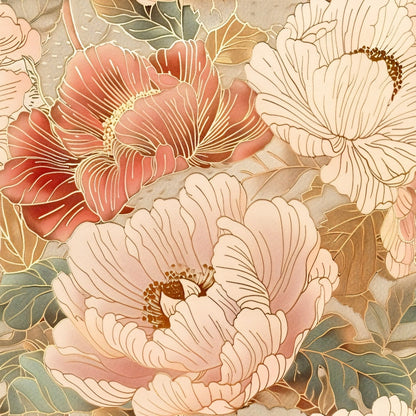 Gilded Peonies Pattern 9 Minky Fabric