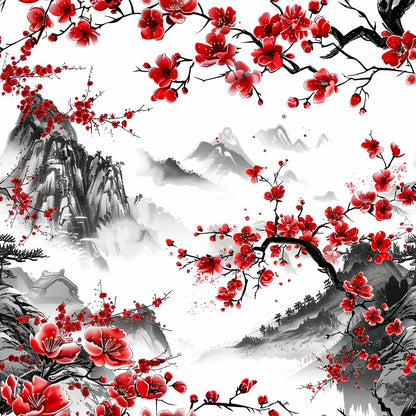 Japanese Cherry Blossoms 1 Minky Fabric