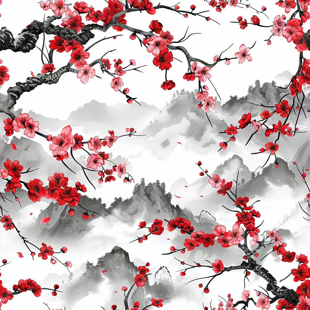 Japanese Cherry Blossoms 3 Minky Fabric