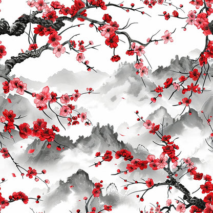 Japanese Cherry Blossoms 3 Minky Fabric