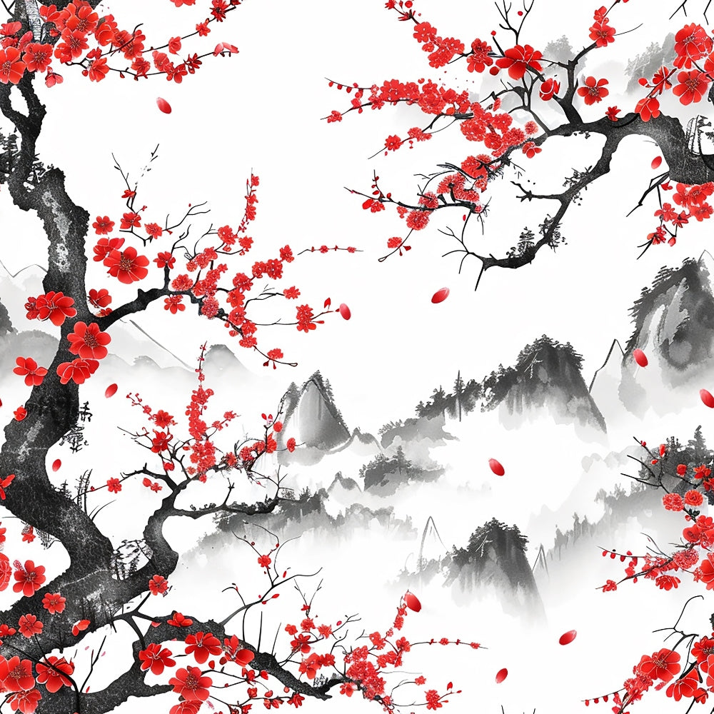 Japanese Cherry Blossoms 4 Minky Fabric