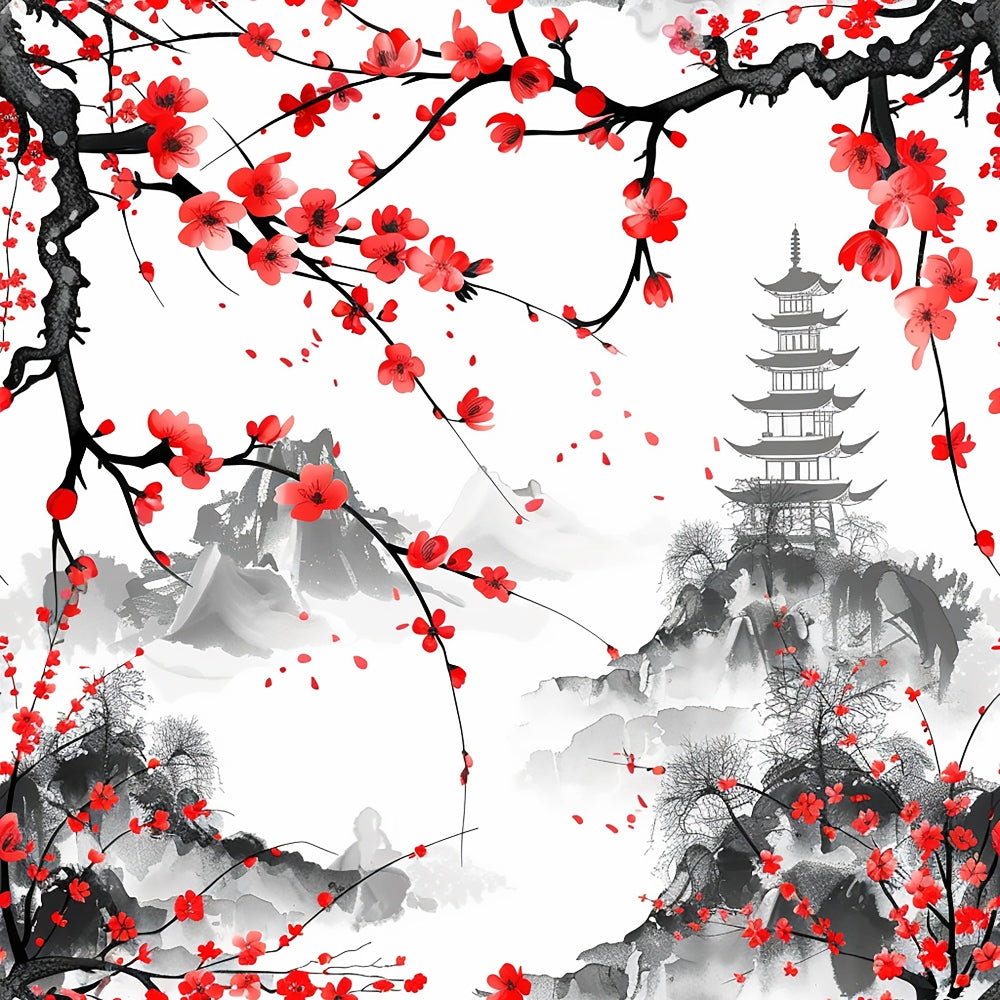 Japanese Cherry Blossoms 5 Minky Fabric