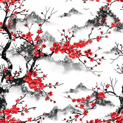Japanese Cherry Blossoms 8 Minky Fabric
