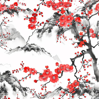 Japanese Cherry Blossoms 9 Minky Fabric