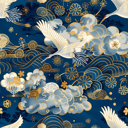 Kimono Clouds Pattern 1 Minky Fabric