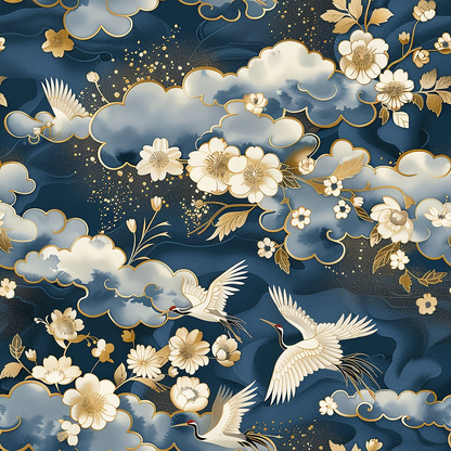 Kimono Clouds Pattern 3 Minky Fabric