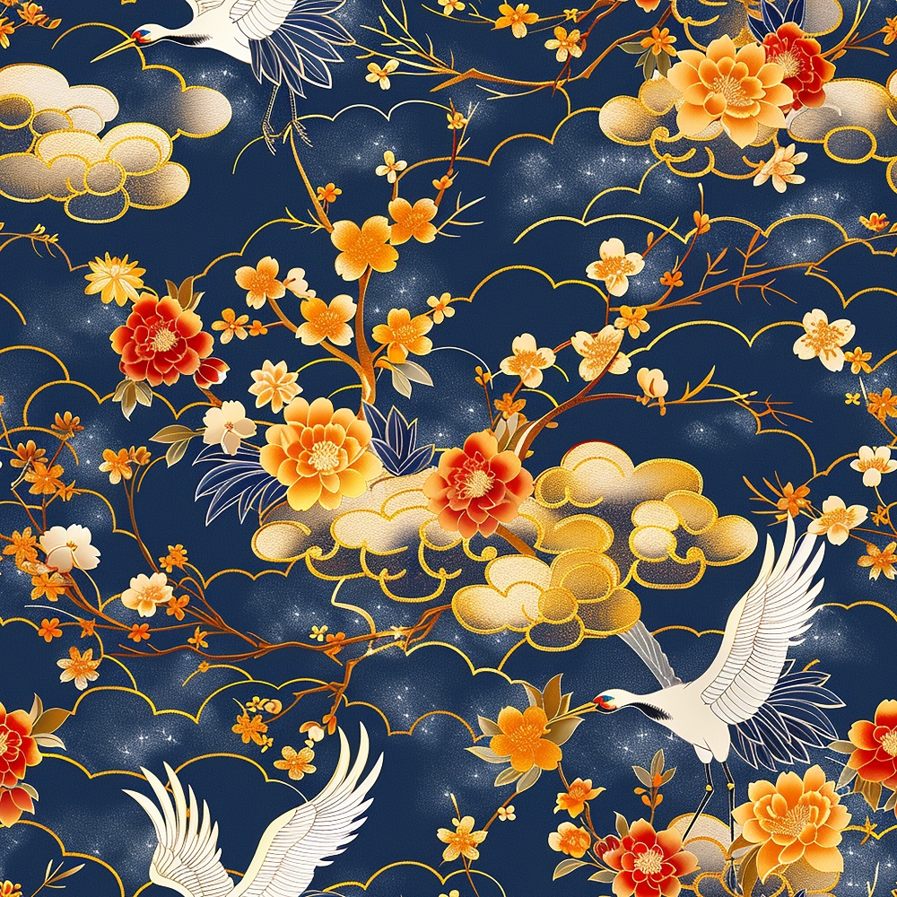 Kimono Clouds Pattern 4 Minky Fabric