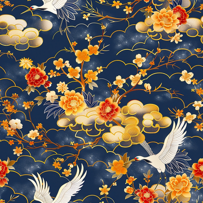 Kimono Clouds Pattern 4 Minky Fabric