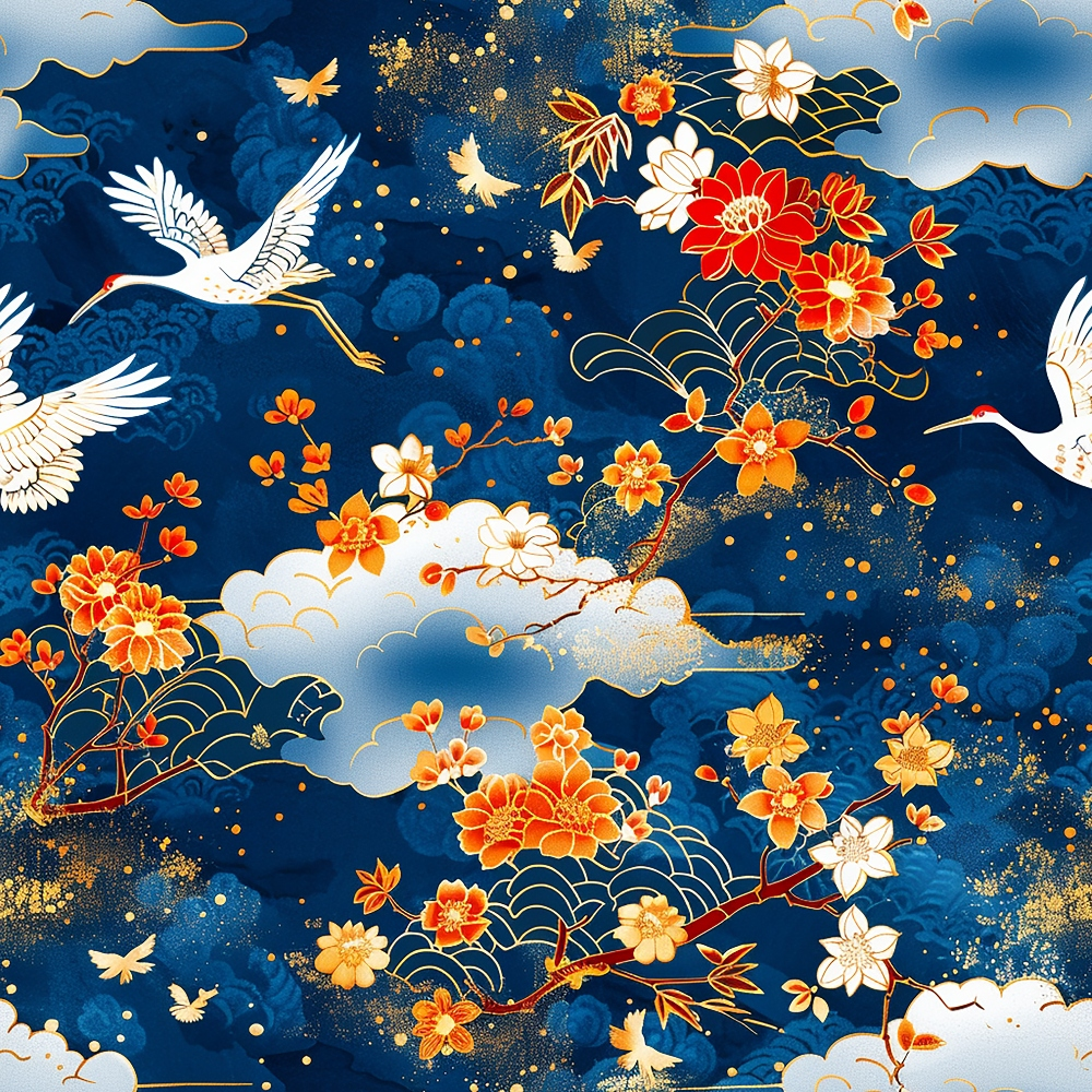 Kimono Clouds Pattern 5 Minky Fabric