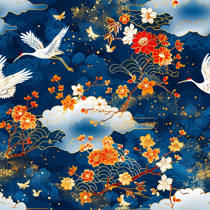 Kimono Clouds Pattern 5 Minky Fabric