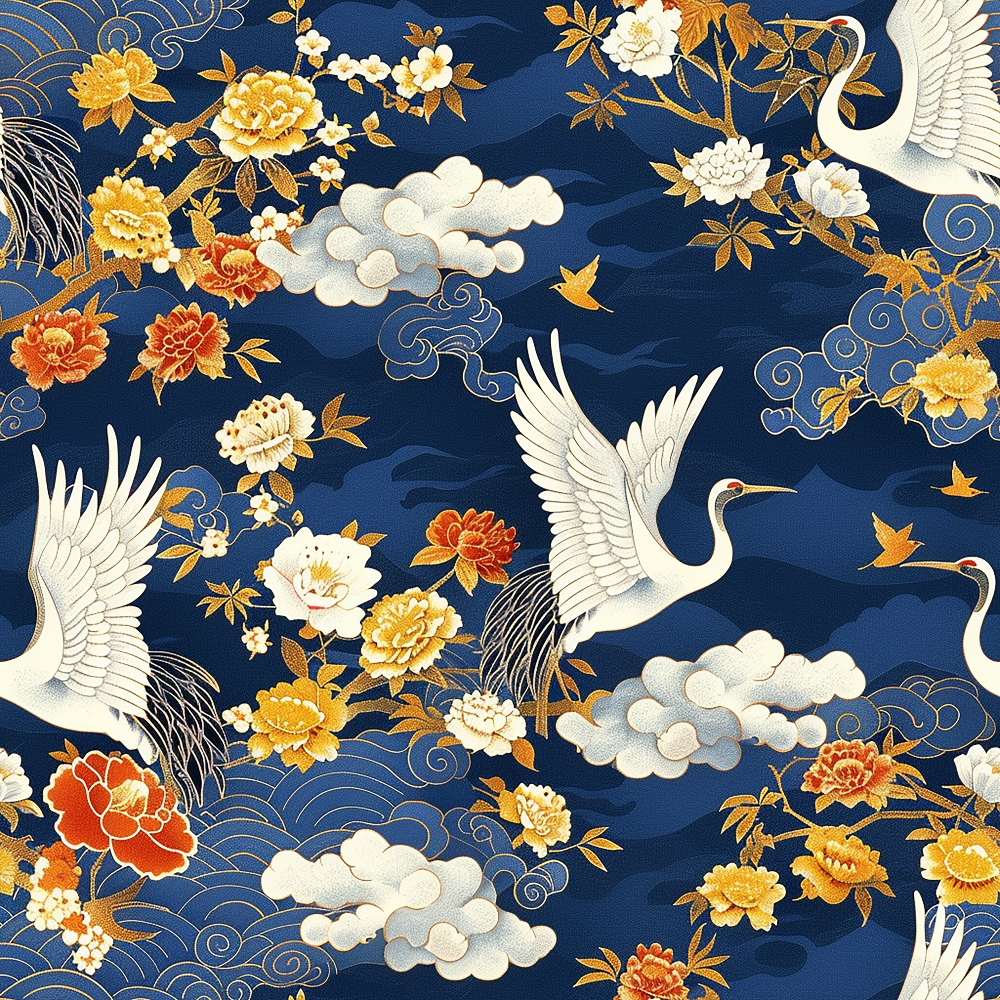 Kimono Clouds Pattern 6 Minky Fabric