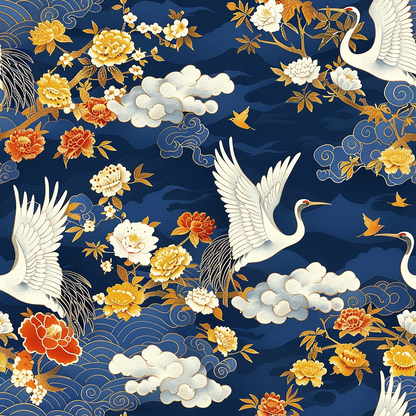 Kimono Clouds Pattern 6 Minky Fabric
