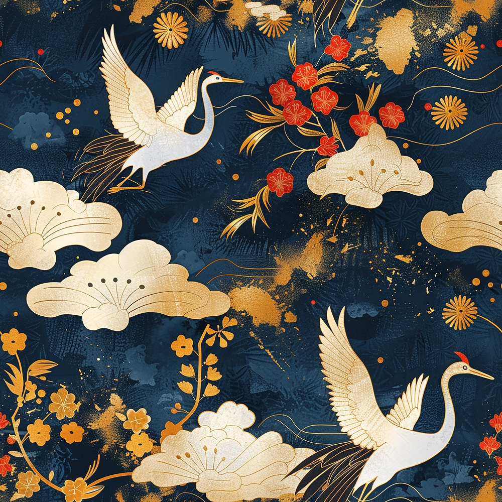 Kimono Clouds Pattern 7 Minky Fabric