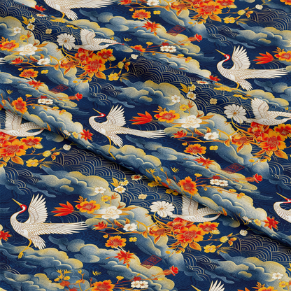 Japanese Cranes Pattern 8 Quilting Cotton Fabric