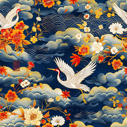 Kimono Clouds Pattern 8 Minky Fabric