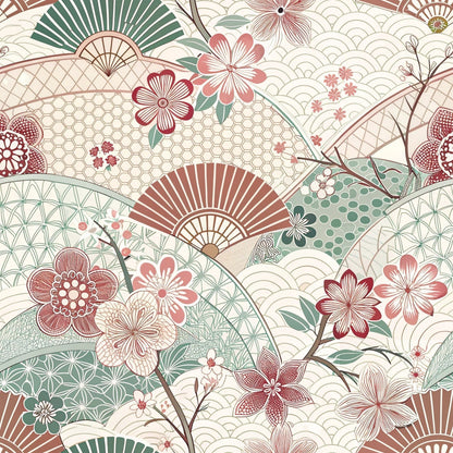 Sakura Fan Patchwork Pattern 1 Minky Fabric