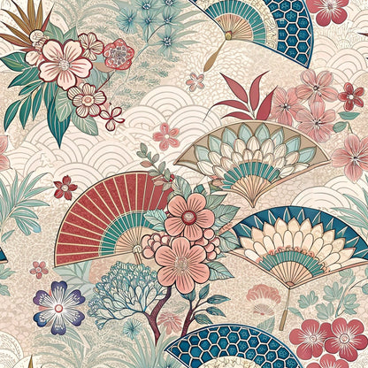 Sakura Fan Patchwork Pattern 7 Minky Fabric