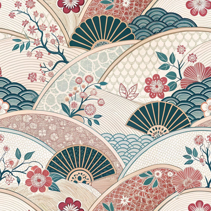 Sakura Fan Patchwork Pattern 9 Minky Fabric