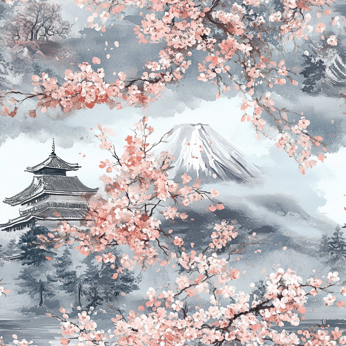 Sakura Summit Pattern 3 Minky Fabric