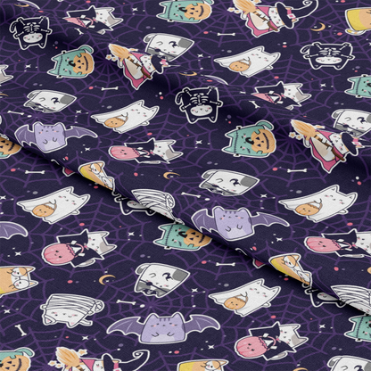 Kawaii Cute Halloween Cats Pattern 6 Quilting Cotton Fabric